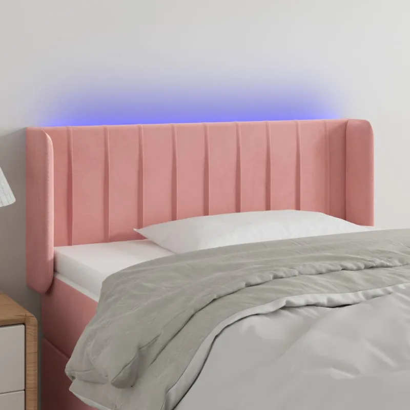 Galvūgalis su LED, rožinės spalvos, 93x16x78/88cm, aksomas