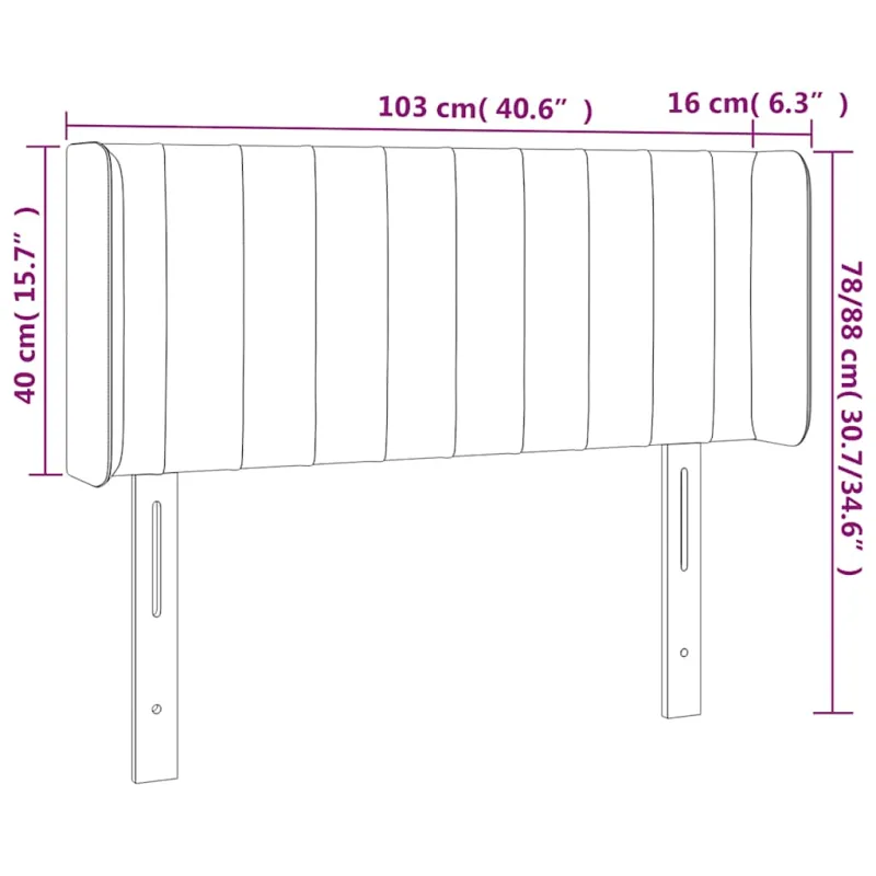 Galvūgalis su LED, tamsiai mėlynas, 103x16x78/88cm, aksomas