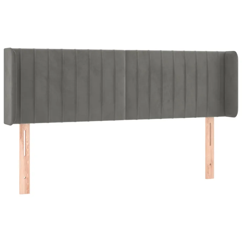 Galvūgalis su LED, šviesiai pilkas, 147x16x78/88cm, aksomas