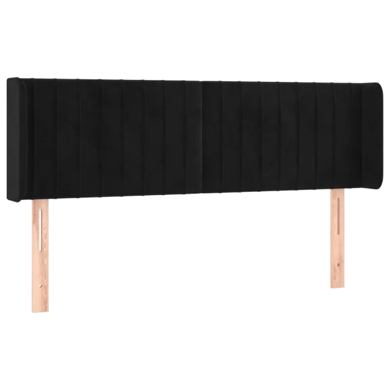Galvūgalis su LED, juodos spalvos, 147x16x78/88cm, aksomas