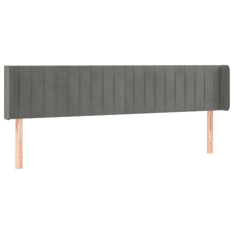 Galvūgalis su LED, šviesiai pilkas, 163x16x78/88cm, aksomas