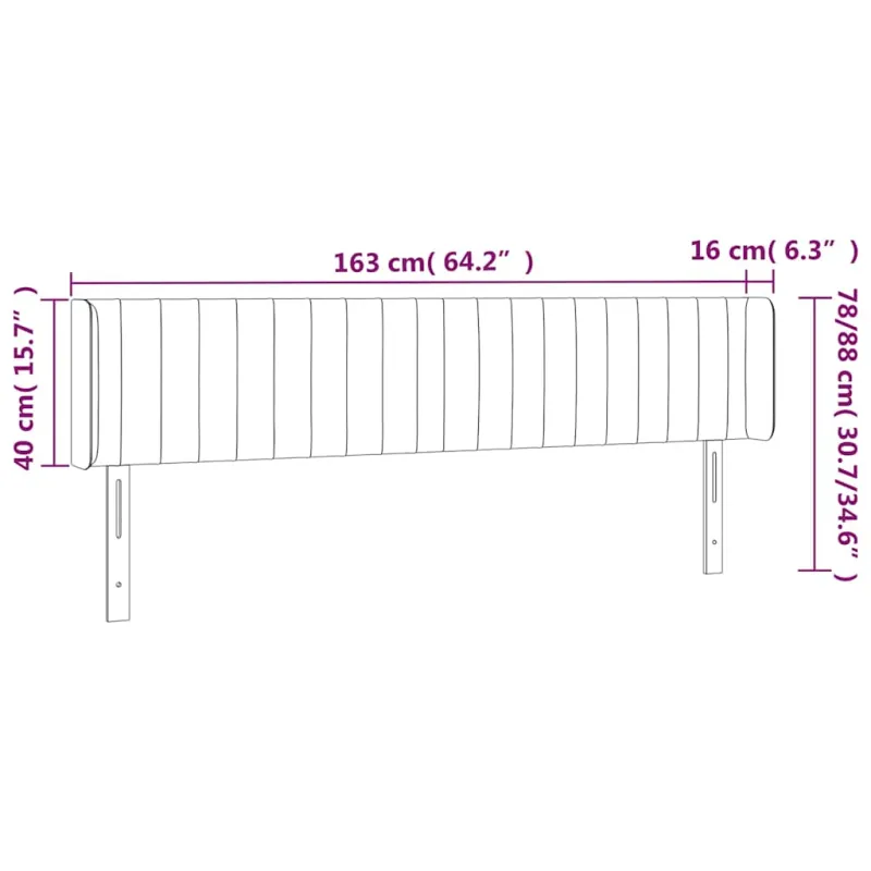 Galvūgalis su LED, tamsiai žalias, 163x16x78/88cm, aksomas