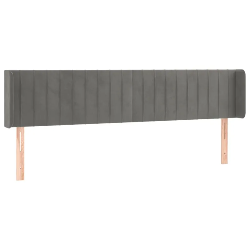 Galvūgalis su LED, šviesiai pilkas, 203x16x78/88cm, aksomas