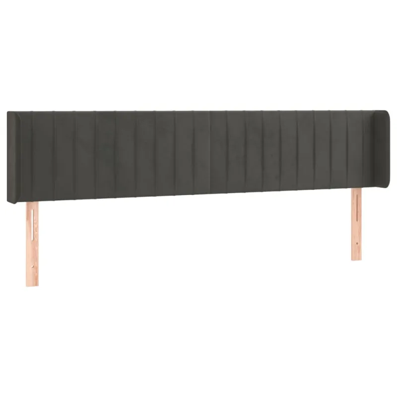 Galvūgalis su LED, tamsiai pilkas, 203x16x78/88cm, aksomas