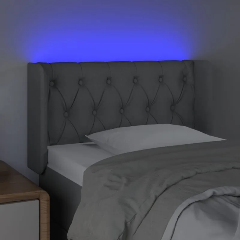 Galvūgalis su LED, šviesiai pilkas, 83x16x78/88cm, audinys