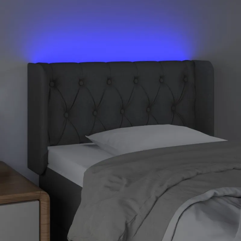 Galvūgalis su LED, tamsiai pilkas, 83x16x78/88cm, audinys