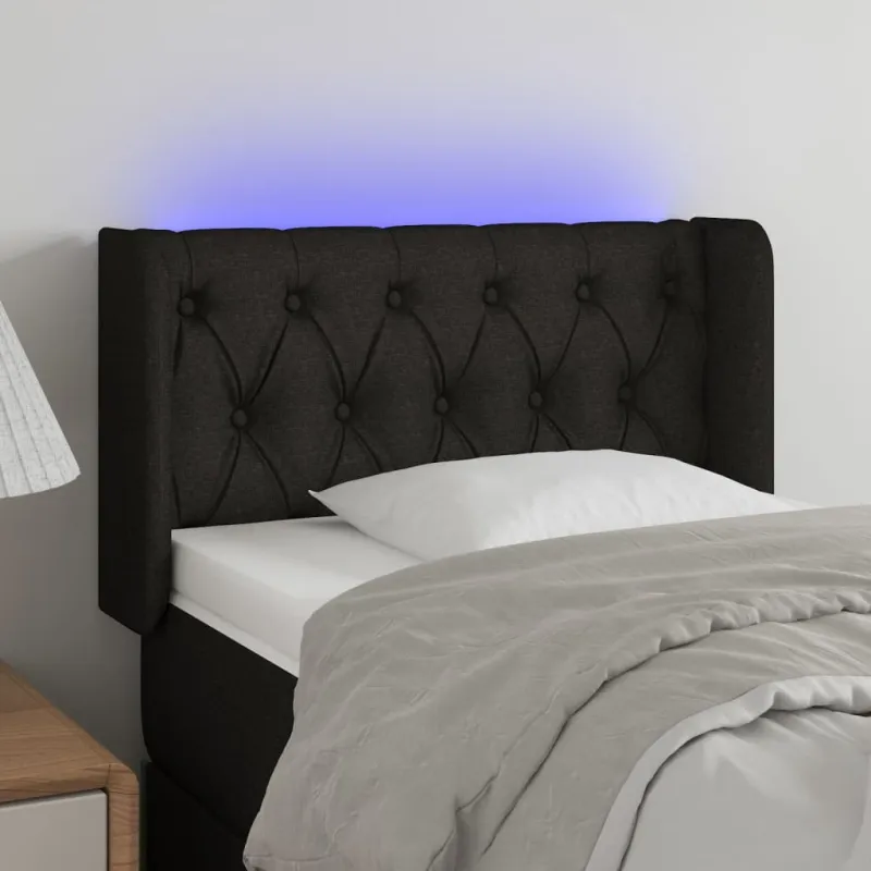Galvūgalis su LED, juodos spalvos, 83x16x78/88cm, audinys