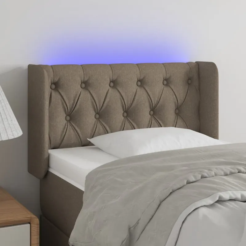 Galvūgalis su LED, taupe spalvos, 83x16x78/88cm, audinys