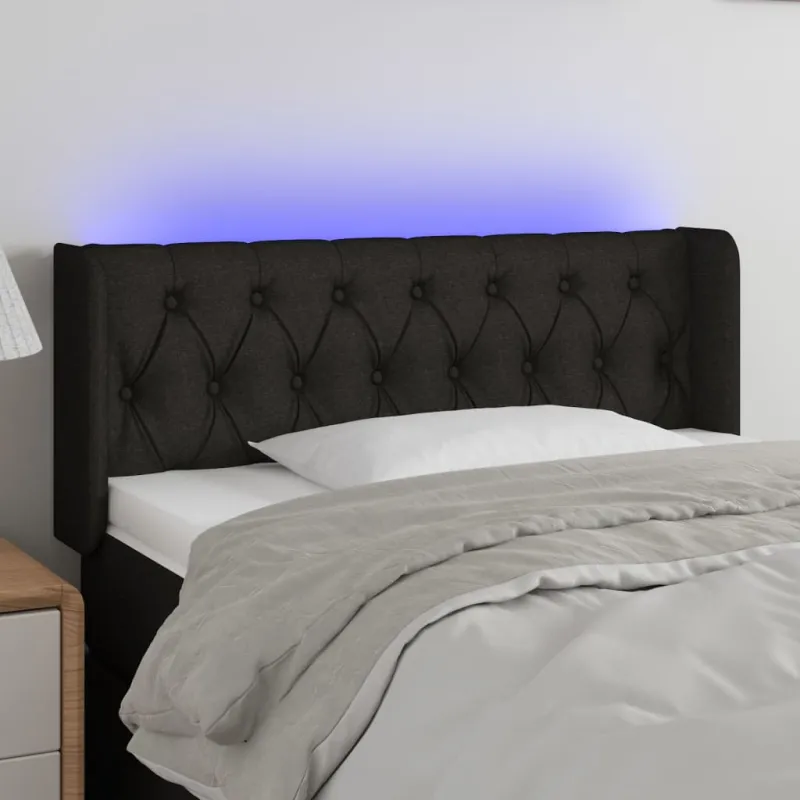 Galvūgalis su LED, juodos spalvos, 93x16x78/88cm, audinys