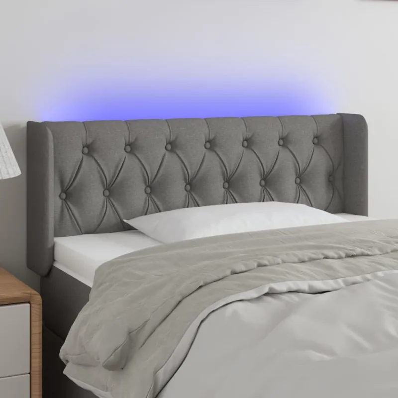 Galvūgalis su LED, tamsiai pilkas, 103x16x78/88cm, audinys