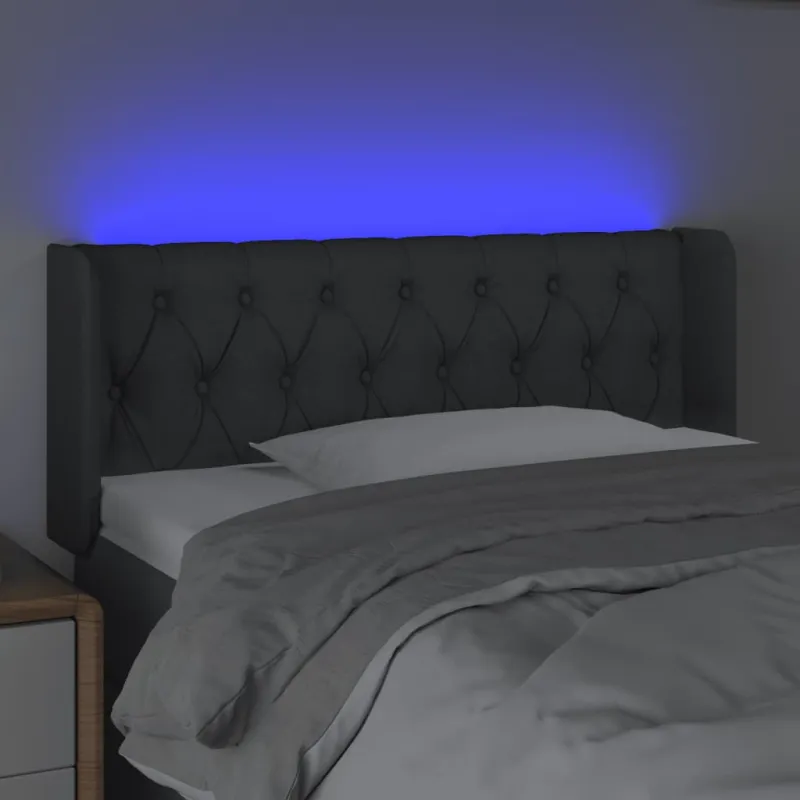 Galvūgalis su LED, tamsiai pilkas, 103x16x78/88cm, audinys
