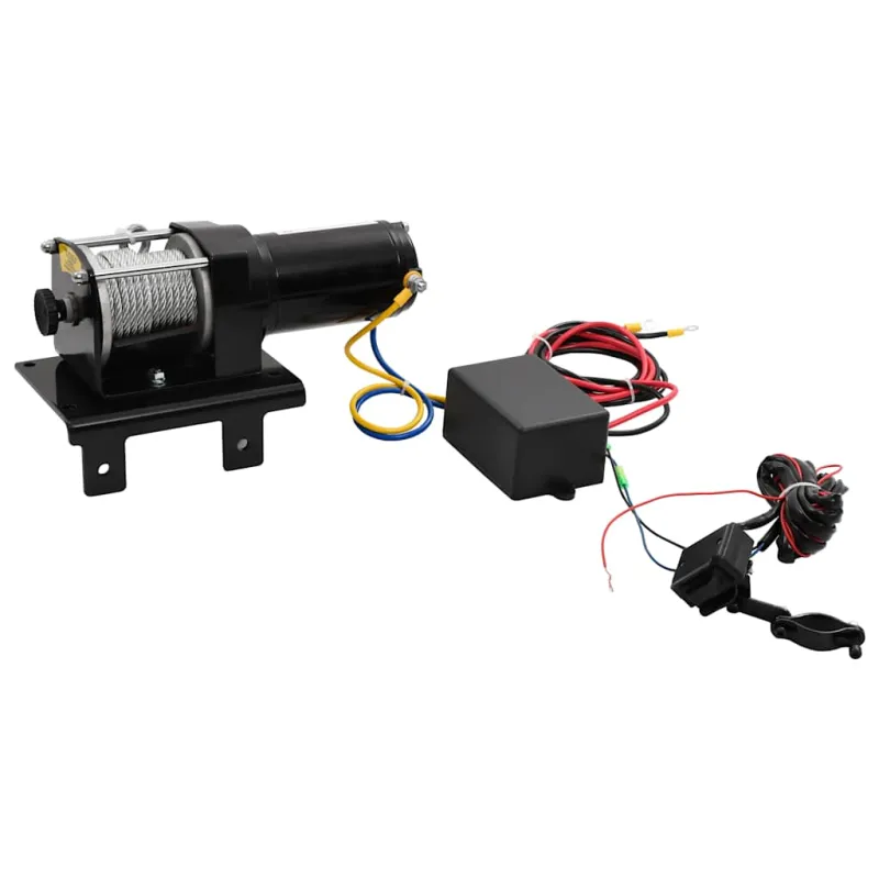12 V Elektrinė gervė, 1 360 kg, su montavimo plokšte ir lūpa