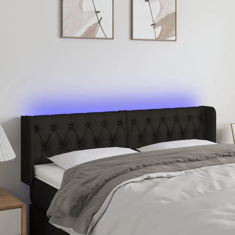Galvūgalis su LED, juodos spalvos, 163x16x78/88cm, audinys