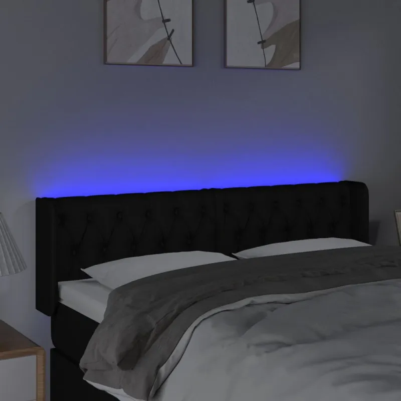 Galvūgalis su LED, juodos spalvos, 163x16x78/88cm, audinys