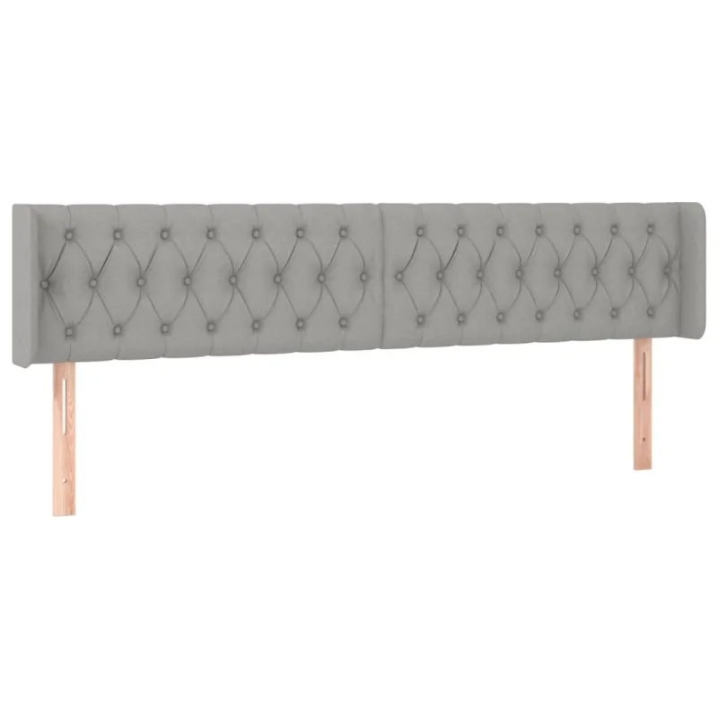 Galvūgalis su LED, šviesiai pilkas, 203x16x78/88cm, audinys