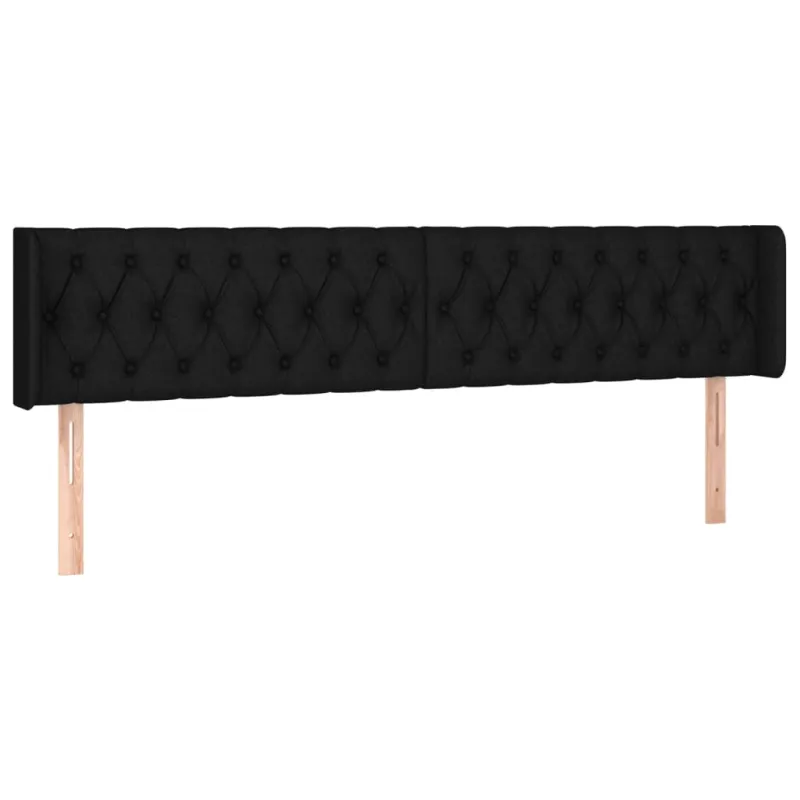 Galvūgalis su LED, juodos spalvos, 203x16x78/88cm, audinys