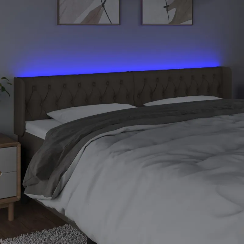Galvūgalis su LED, taupe spalvos, 203x16x78/88cm, audinys