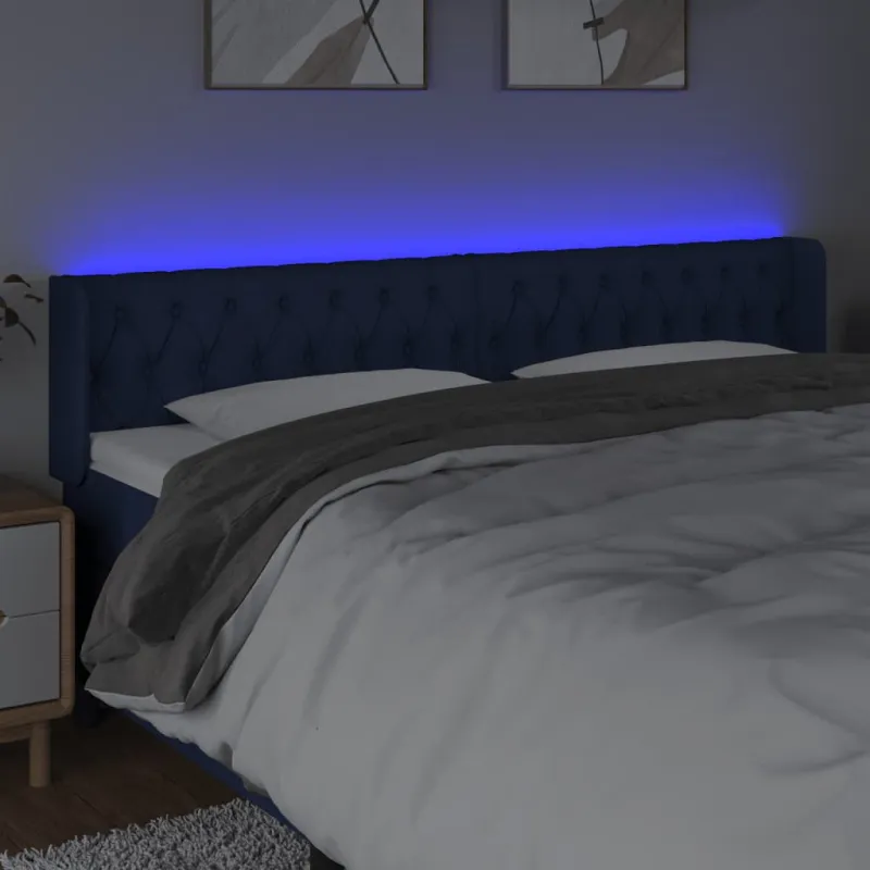 Galvūgalis su LED, mėlynos spalvos, 203x16x78/88cm, audinys
