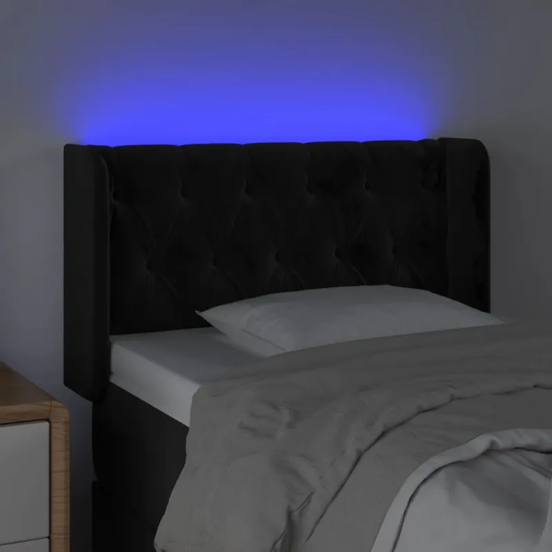Galvūgalis su LED, juodos spalvos, 83x16x78/88cm, aksomas