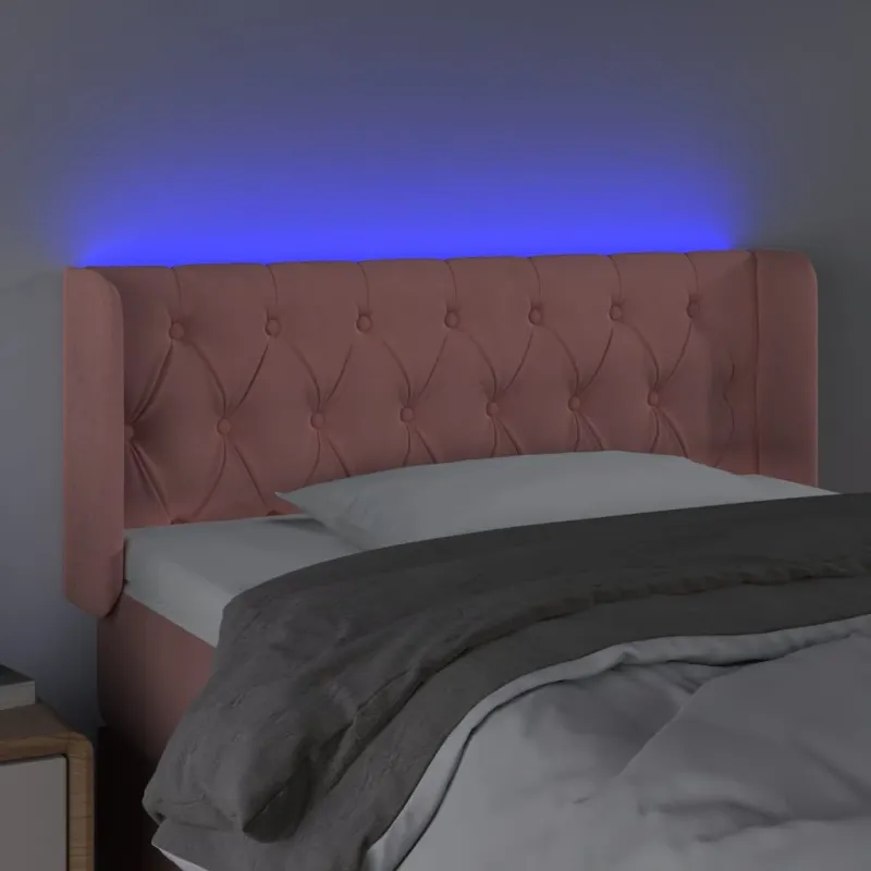 Galvūgalis su LED, rožinės spalvos, 93x16x78/88cm, aksomas