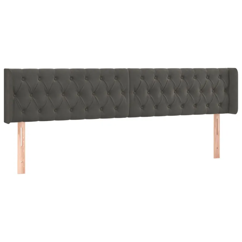 Galvūgalis su LED, tamsiai pilkas, 183x16x78/88cm, aksomas