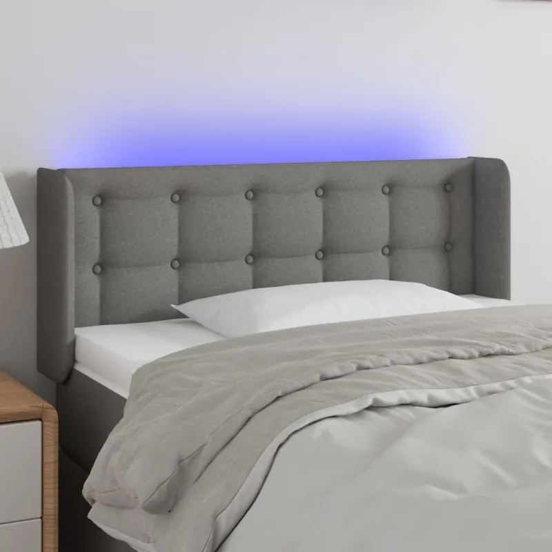 Galvūgalis su LED, tamsiai pilkas, 83x16x78/88cm, audinys
