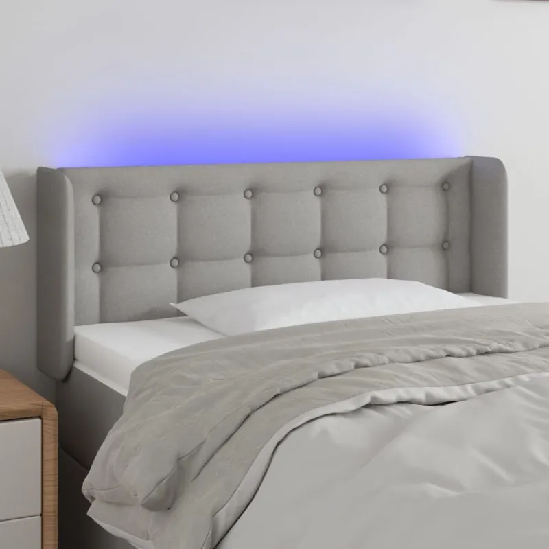 Galvūgalis su LED, šviesiai pilkas, 93x16x78/88cm, audinys