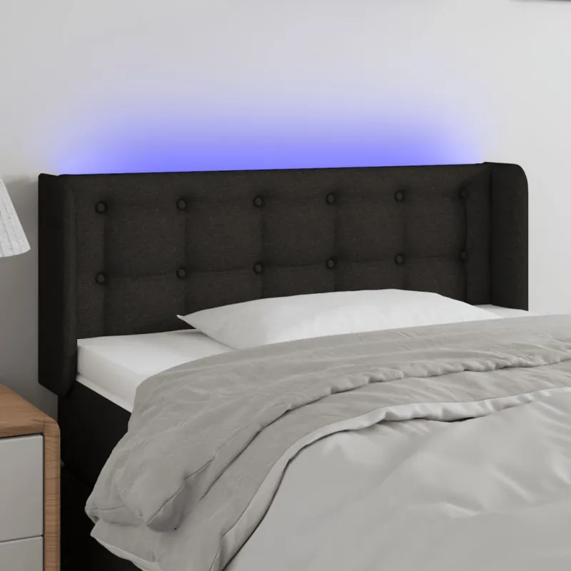 Galvūgalis su LED, juodos spalvos, 93x16x78/88cm, audinys