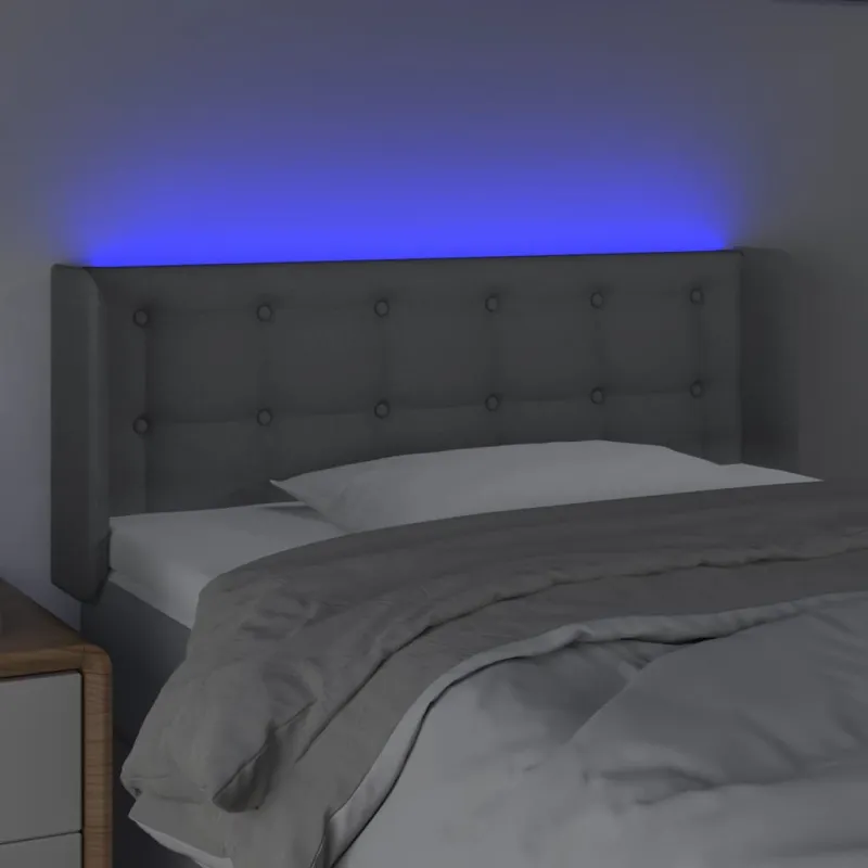Galvūgalis su LED, šviesiai pilkas, 103x16x78/88cm, audinys