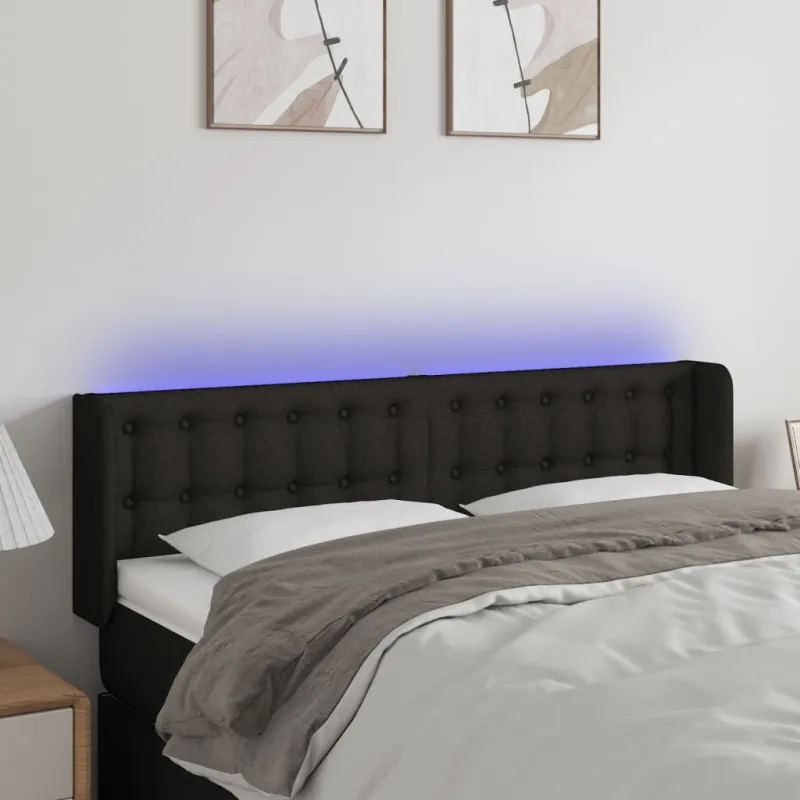 Galvūgalis su LED, juodos spalvos, 147x16x78/88cm, audinys