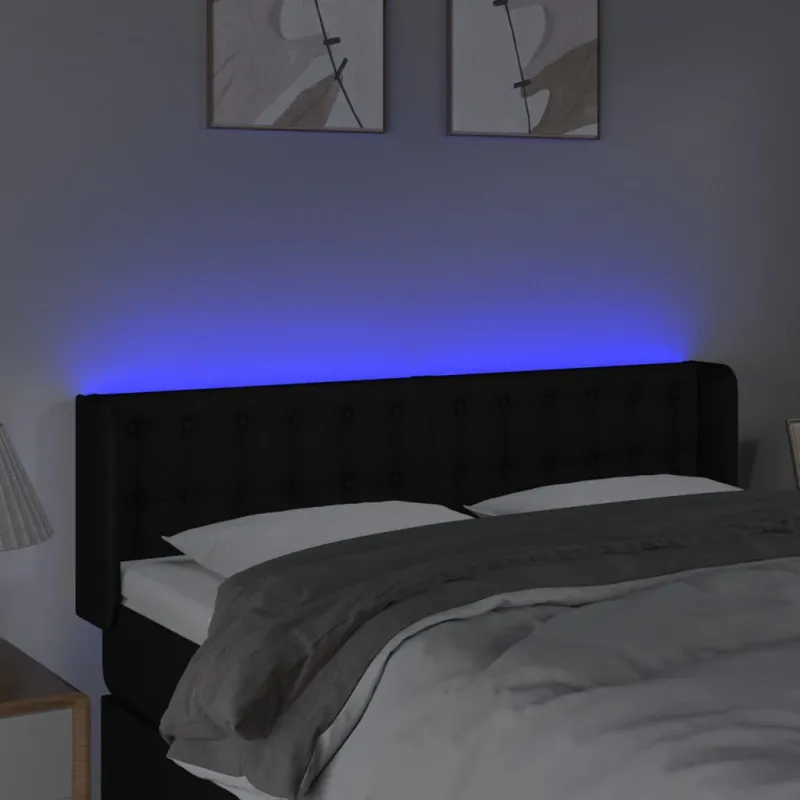 Galvūgalis su LED, juodos spalvos, 147x16x78/88cm, audinys