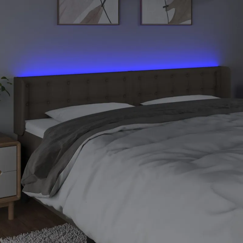 Galvūgalis su LED, taupe spalvos, 163x16x78/88cm, audinys