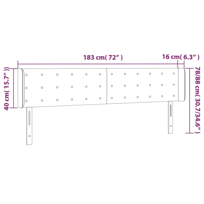 Galvūgalis su LED, taupe spalvos, 183x16x78/88cm, audinys