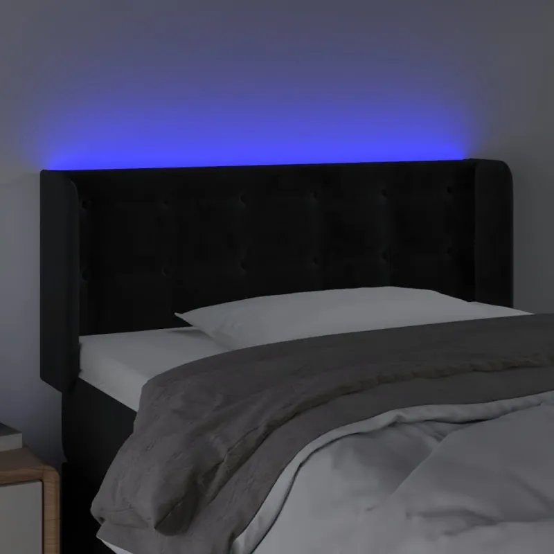Galvūgalis su LED, juodos spalvos, 83x16x78/88cm, aksomas