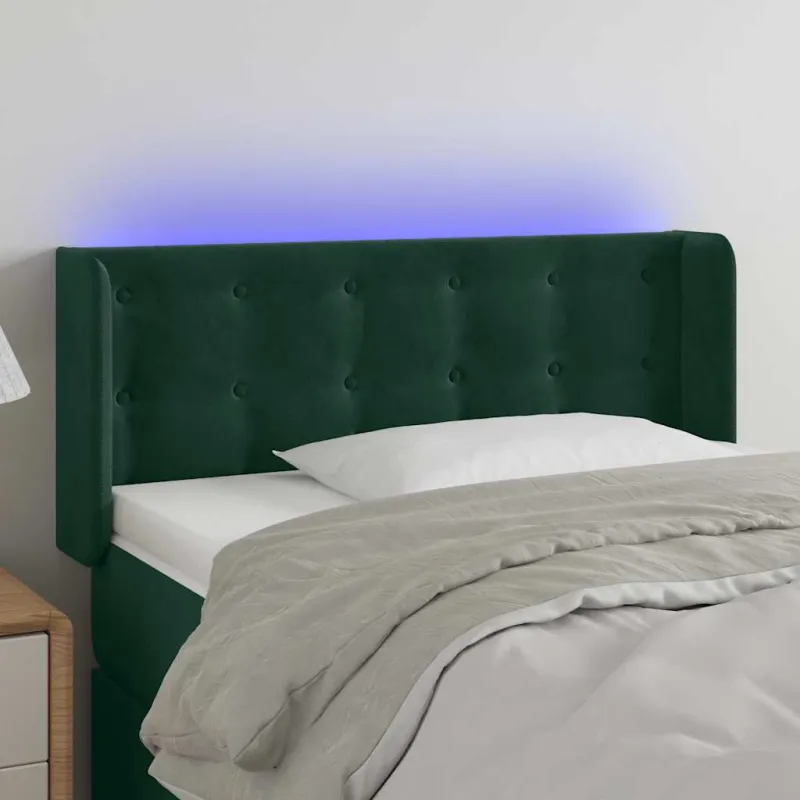 Galvūgalis su LED, tamsiai žalias, 83x16x78/88cm, aksomas