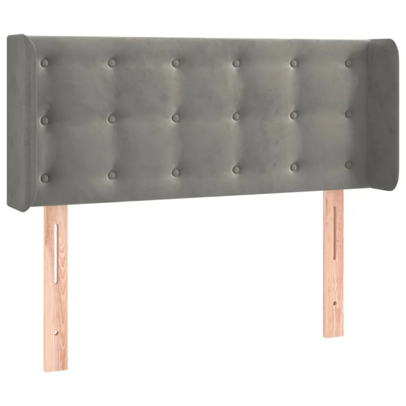 Galvūgalis su LED, šviesiai pilkas, 93x16x78/88cm, aksomas
