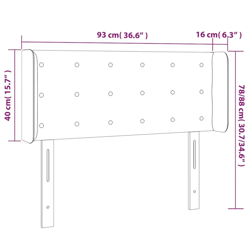 Galvūgalis su LED, tamsiai mėlynas, 93x16x78/88cm, aksomas