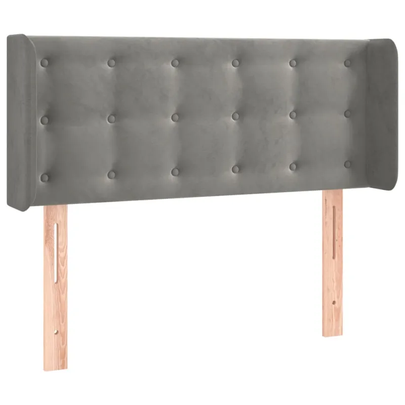 Galvūgalis su LED, šviesiai pilkas, 103x16x78/88cm, aksomas