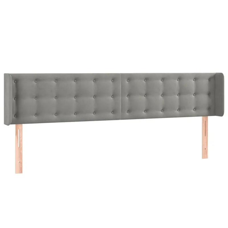 Galvūgalis su LED, šviesiai pilkas, 163x16x78/88cm, aksomas