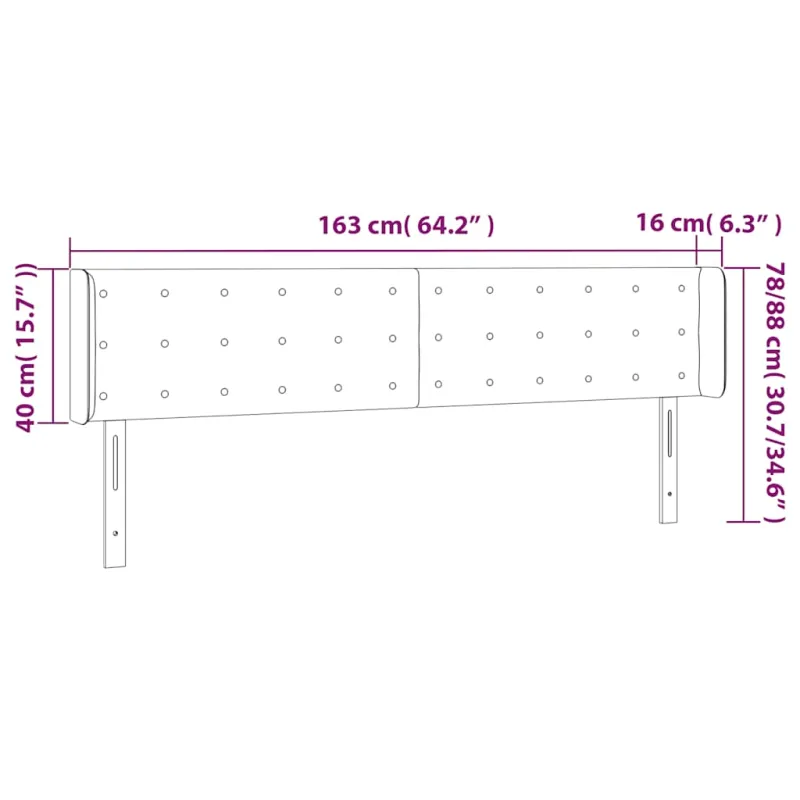 Galvūgalis su LED, tamsiai žalias, 163x16x78/88cm, aksomas