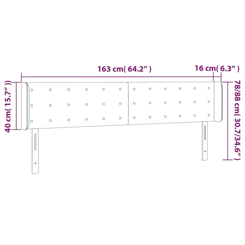 Galvūgalis su LED, tamsiai mėlynas, 163x16x78/88cm, aksomas