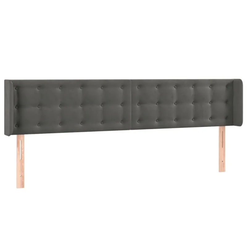 Galvūgalis su LED, tamsiai pilkas, 203x16x78/88cm, aksomas