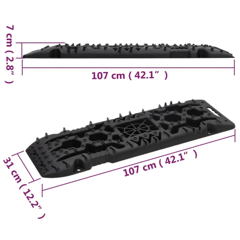 Sukibimo kilimėliai, 2vnt., juodi, 107x31x7cm, nailonas
