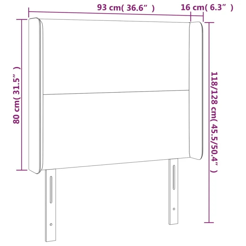 Galvūgalis su LED, taupe spalvos, 93x16x118/128cm, audinys