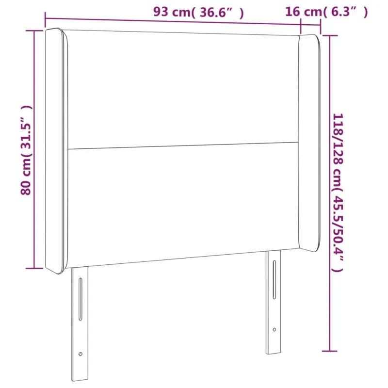 Galvūgalis su LED, kreminės spalvos, 93x16x118/128cm, audinys