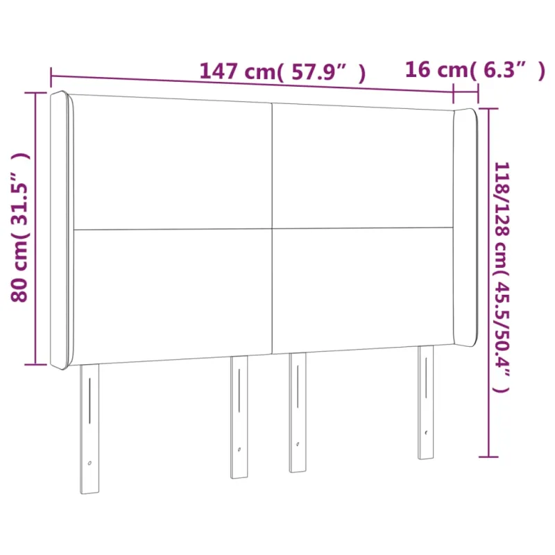 Galvūgalis su LED, taupe spalvos, 147x16x118/128cm, audinys