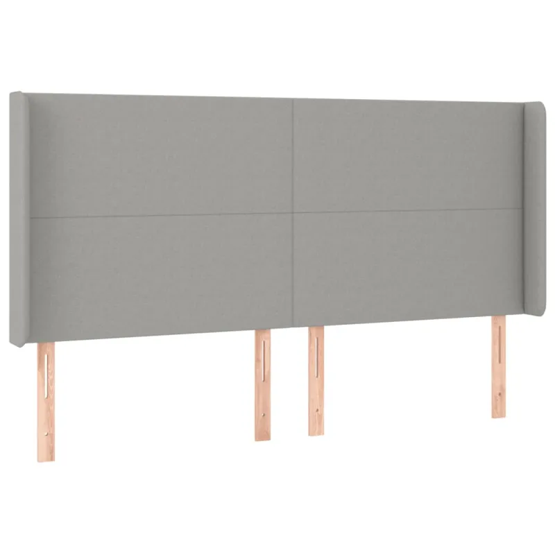 Galvūgalis su LED, šviesiai pilkas, 163x16x118/128cm, audinys