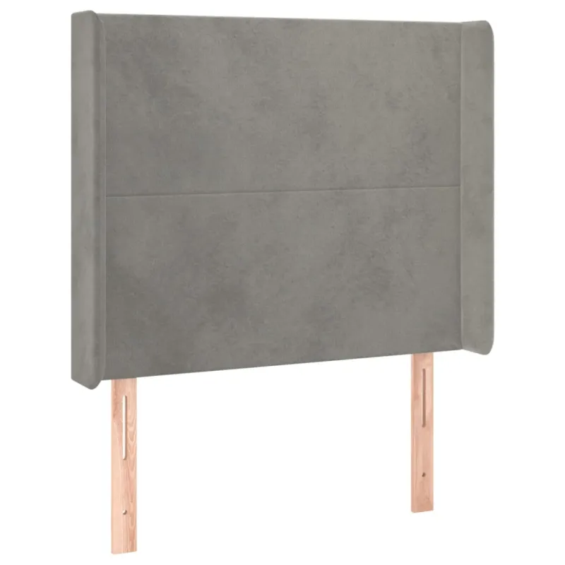 Galvūgalis su LED, šviesiai pilkas, 83x16x118/128cm, aksomas