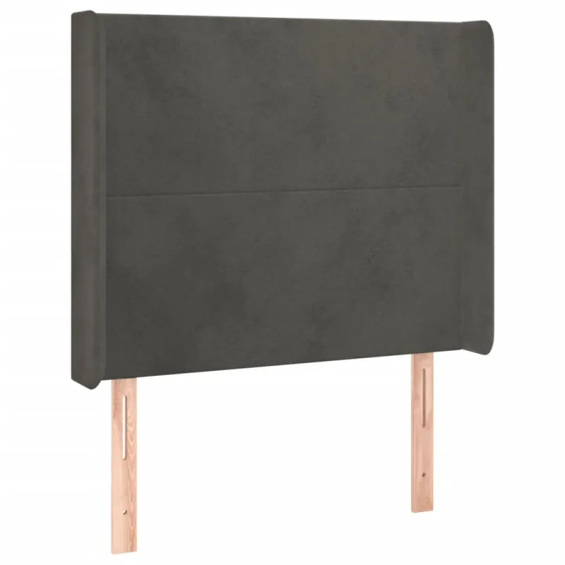 Galvūgalis su LED, tamsiai pilkas, 103x16x118/128cm, aksomas