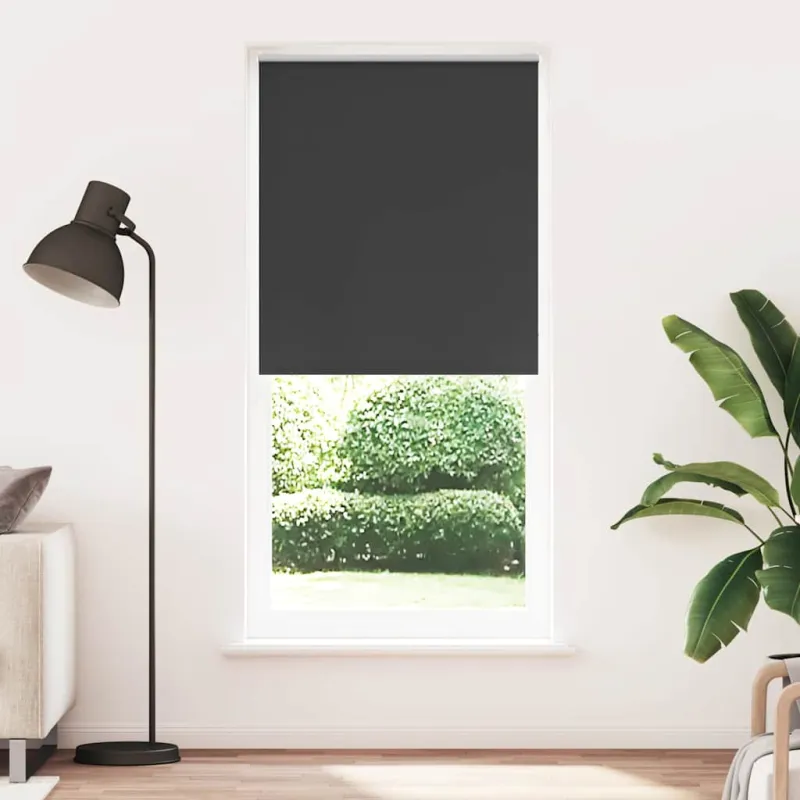 Roletas su tamsinančiomis užuolaidomis, 124,4x230 cm, audinys, plotis 120 cm, juodos spalvos